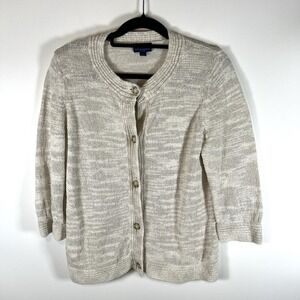Pendleton‎ Cotton Cardigan Sweater Coastal Grandma Women Size Large Cream